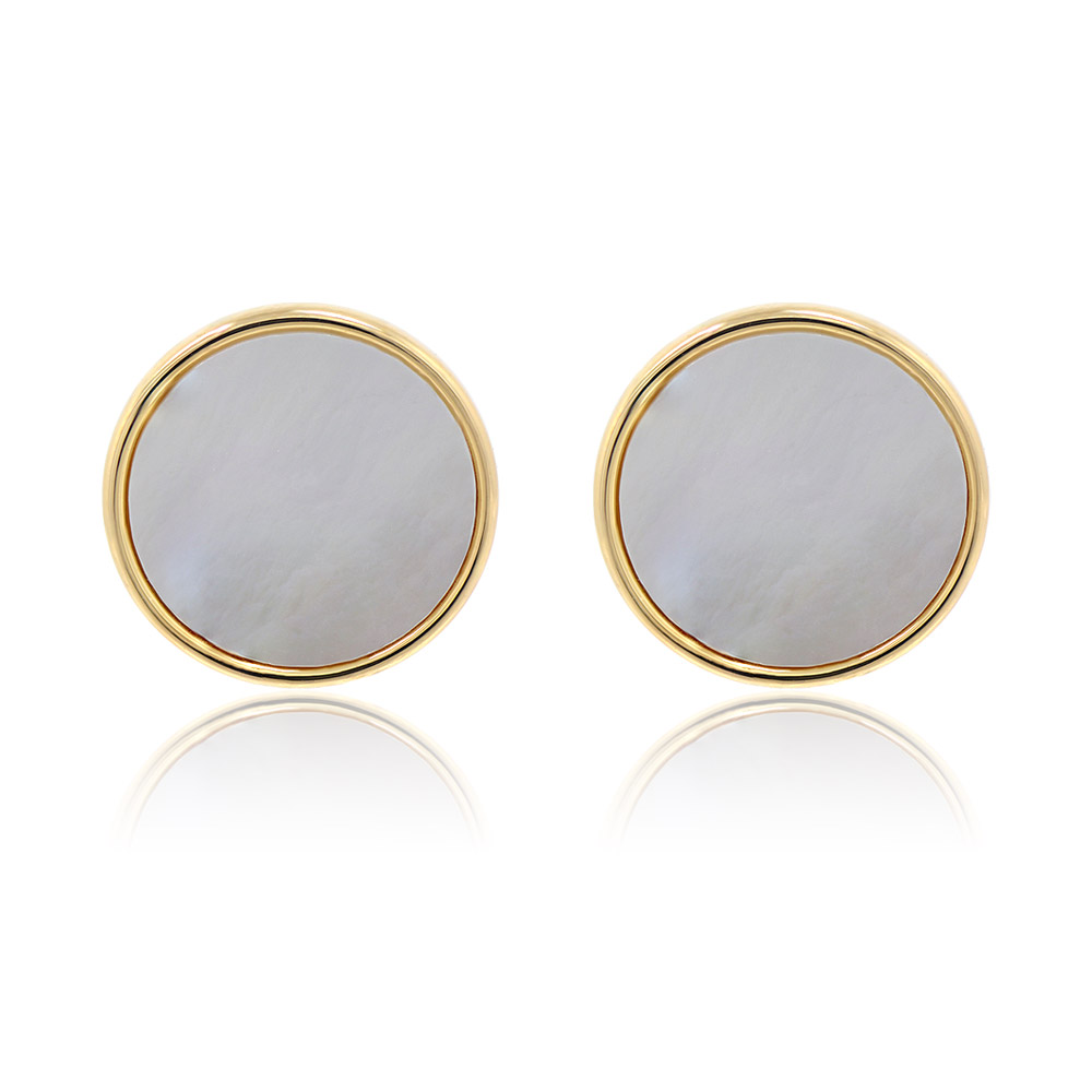 Gold Plated Round Disc Shell Studs
